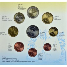 Finland 2004 Official BU euro set "Rahasarja 2004/ll" (8 coins + token Moominpappa & Moominmamma)