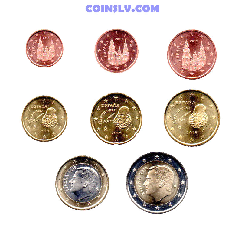 Spain euro full set 8 coins : 1 cent 2 euro 2019 UNC 