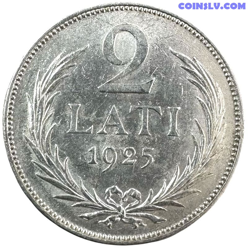 Silver Coin Latvia 2 Lats 1925 (XF-UNC)