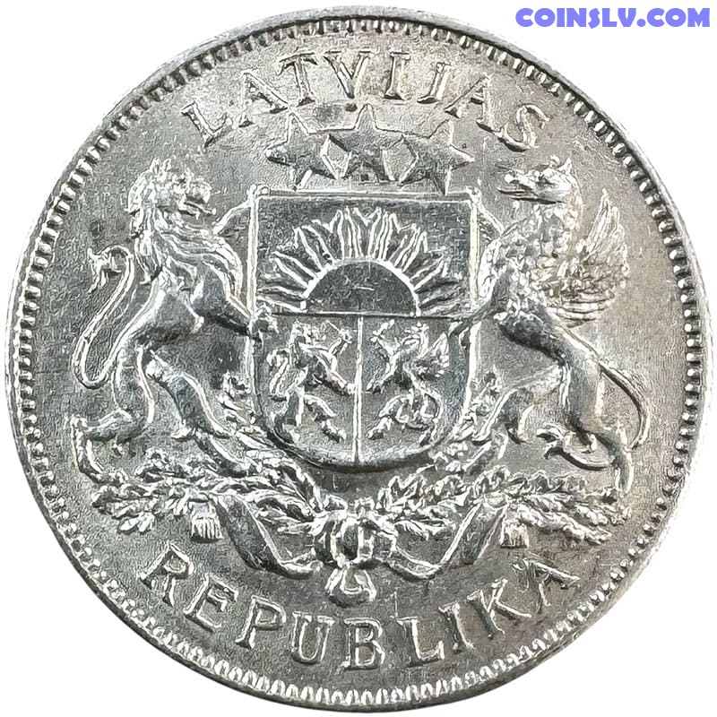 Silver Coin Latvia 2 Lats 1925 (XF-UNC)