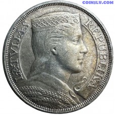 Latvia 5 Lati 1929 Silver Coin VF-XF