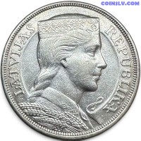 Latvia 5 Lati 1929 (VF-XF)