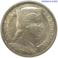 Латвия 5 Лат 1929 (XF-UNC)