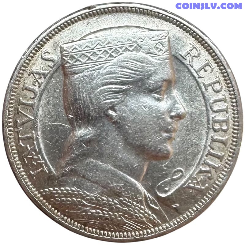 Silver Coin Latvia 5 Lati 1931 (VF-XF)