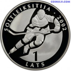 Latvia 1 Lats 2001 "Salt Lake City - 2002. Ice Hockey"