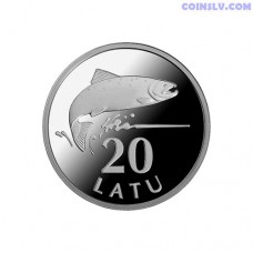 Latvia 20 Lats 2013 "Silver Salmon"