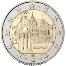 2 euro Germany 2010 "Bremen town hall with the Bremen Roland" (F)