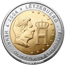 2 eiro Luksemburga 2004 "Lielhercoga Anrī attēls un monogramma"