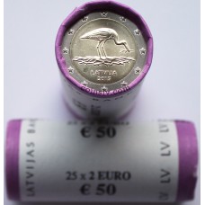 Latvia 2015 roll 2 euro "Endangered nature – the Black Stork" (X25 coins)